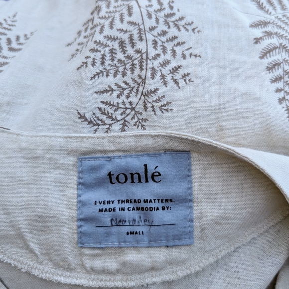 TONLE veha fern print linen popover top S M - Picture 9 of 9
